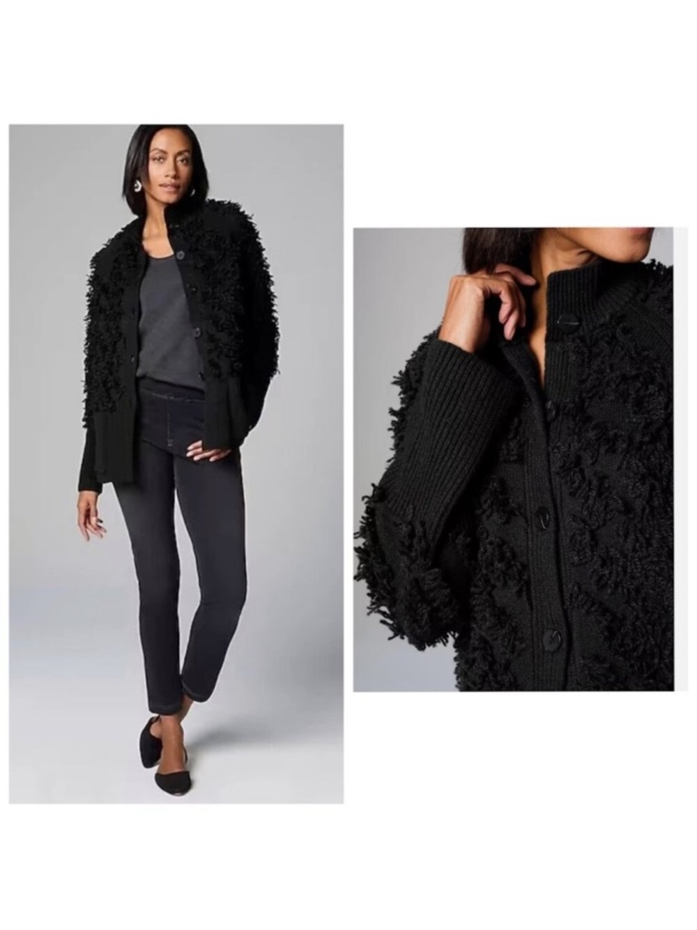 Pure J. Jill Textured Fringe Button Cardigan Sweater NWT